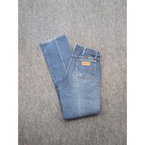 Vintage Wrangler Jeans Mens 32x34 Blue Denim Straight Leg Classic Western Cowboy